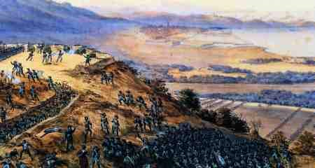 L'attaque du Mont Faron tenu par les Anglais depuis quatre mois. L'artilleur Bonaparte mettra ses batteries  cet endroit et dtruira les positions anglaises.